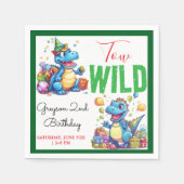 2ワイルドディノパーティー少年の恐竜2番目の誕生日 スタンダードカクテルナプキン (正面)