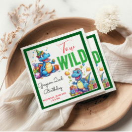 2ワイルドディノパーティー少年の恐竜2番目の誕生日 スタンダードカクテルナプキン