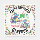 2ワイルドディノパーティー少年の恐竜2番目の誕生日 スタンダードランチョンナプキン (正面)