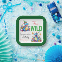 2ワイルドディノパーティー少年の恐竜2番目の誕生日 ペーパープレート