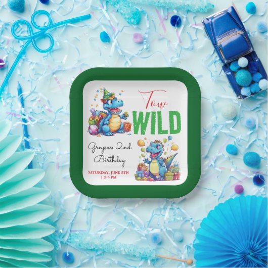 2ワイルドディノパーティー少年の恐竜2番目の誕生日 ペーパープレート (パーティー)