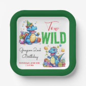 2ワイルドディノパーティー少年の恐竜2番目の誕生日 ペーパープレート (正面)