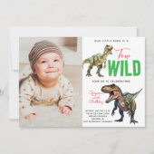 2ワイルドディノパーティー少年の恐竜2番目の誕生日 招待状 (正面)
