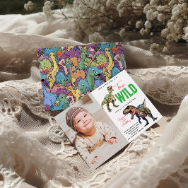 2ワイルドディノパーティー少年の恐竜2番目の誕生日 招待状