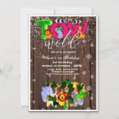 2ワイルドバースデーパーティーサファリ動物パーティー 招待状 (正面)