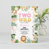 2ワイルドバースデーパーティーサファリ動物パーティー 招待状 (スタンド正面)