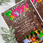 2ワイルドバースデーパーティーサファリ動物パーティー 招待状