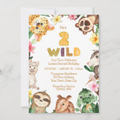 2ワイルドバースデーパーティーサファリ動物パーティー 招待状 (正面)