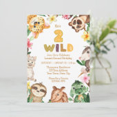 2ワイルドバースデーパーティーサファリ動物パーティー 招待状 (スタンド正面)