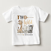 2ワイルドパーソナライズされたサファリファースト誕生日ベビーB ベビーTシャツ (正面)