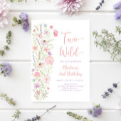 2ワイルドピンクワイルドフラワー誕生日 招待状