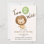 2ワイルドボーイ2ndバースデーライオンセージ緑バルーン 招待状 (正面)