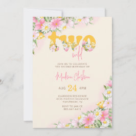 2ワイルドマスタード&ピンクワイルドフラワー誕生日インビタ 招待状