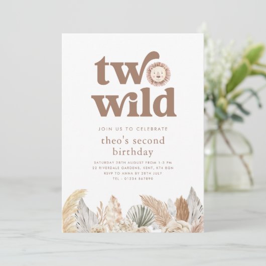2ワイルドレトロニュートラル離れ誕生日招待状 招待状 (スタンド正面)
