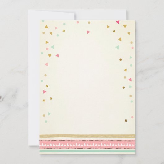 2ワイルド誕生日ガールピンク金ゴールド2ndボーホフェザー 招待状 (裏面)