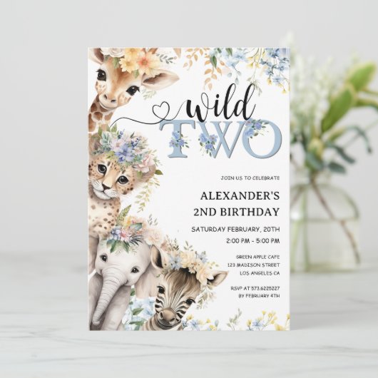 2ワイルド Boy Safari Jungle 2nd Birthday 招待状 (スタンド正面)