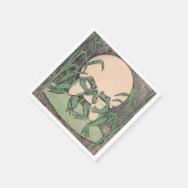2ヴィンテージおもしろいラブグリーンフログムーン スタンダードカクテルナプキン (角)