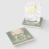 2ヴィンテージおもしろいラブグリーンフログムーン ストーンコースター (横)