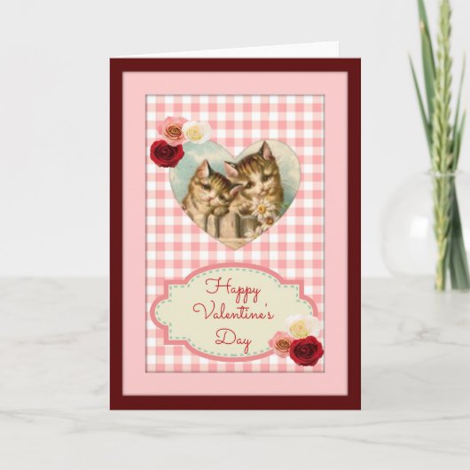 2ヴィンテージオレンジ猫バレンタインデーのカード シーズンカード (正面)