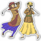2ヴィンテージゴルファー女子ステッカー シール (正面)
