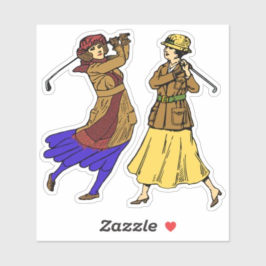 2ヴィンテージゴルファー女子ステッカー シール (シート)