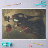 2ヴィンテージスケルトン結婚ブラックデコパージュ 薄葉紙 (クラフト)