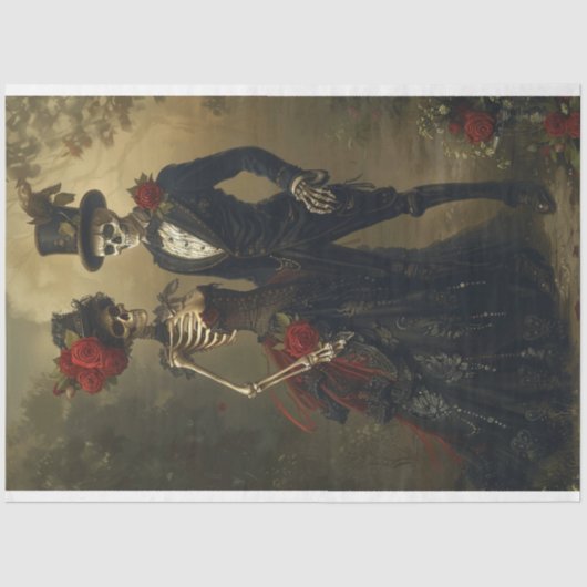 2ヴィンテージスケルトン結婚ブラックデコパージュ 薄葉紙 (正面)