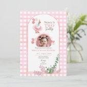 2ヶ間抜けース2ndバースデーピンク招待状 招待状 (スタンド正面)