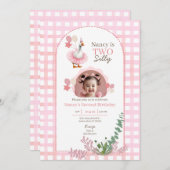 2ヶ間抜けース2ndバースデーピンク招待状 招待状 (正面/裏面)