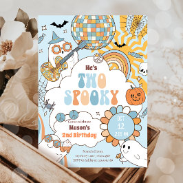 2不気味レトロハロウィンボーイセカンド誕生日 招待状