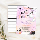 2不気味幽霊パステルピンクハロウィーン誕生日 招待状