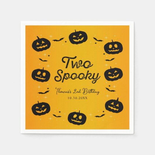 2不気味誕生日ハロウィーンカボチャ&こうもり スタンダードカクテルナプキン (正面)