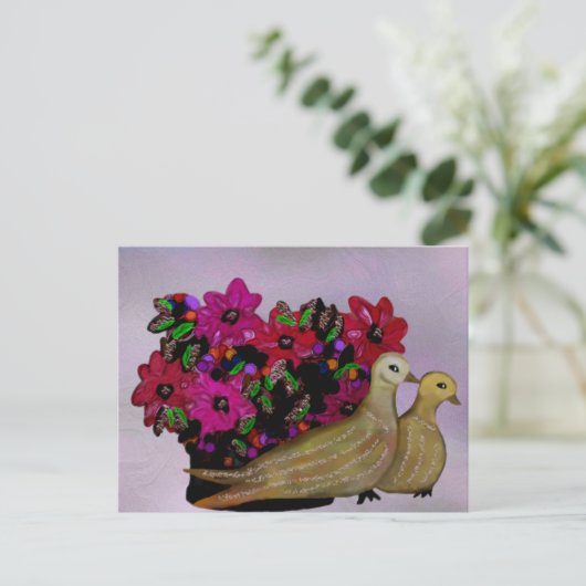 2亀ハトはがき ポストカード (スタンド正面)