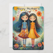 2人お洒落の女の子の母の日のイラストレーション (正面)