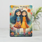 2人お洒落の女の子の母の日のイラストレーション (スタンド正面)