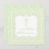 2人がキリスト教の緑に結婚なる 招待状 (正面/裏面)