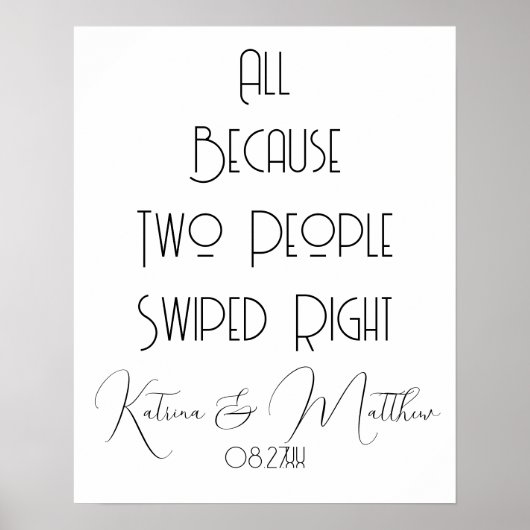 2人が右にスワイプしたた結婚めおもしろい ポスター (正面)