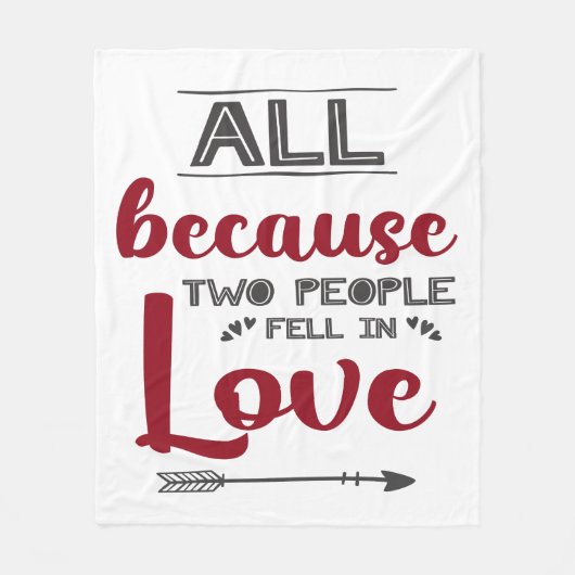 2人が恋に落ちた白いロマンチック フリースブランケット (正面)