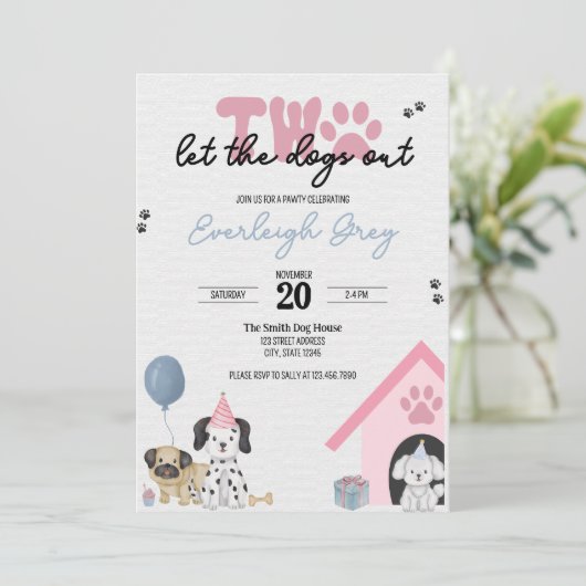 2人が犬を放り出す | 第2の誕生日招待状 招待状 (スタンド正面)