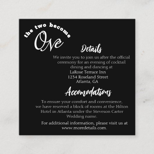 2人が1つになる ブラック エンクロージャーカード (正面)