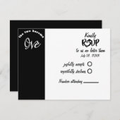 2人が1つの白黒に結婚なる 出欠カード (正面/裏面)