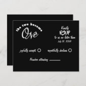 2人が1つの白黒に結婚なる 出欠カード (正面/裏面)