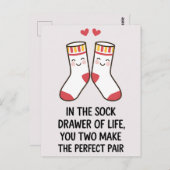 2人で完璧なペアを作る靴下の引き結婚出し ポストカード (正面/裏面)