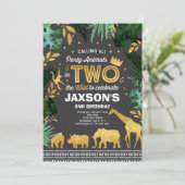 2人で野生の誕生日招待状ジャングル動物 招待状 (スタンド正面)