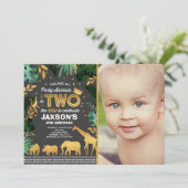 2人で野生の誕生日招待状ジャングル動物 招待状 (スタンド正面)