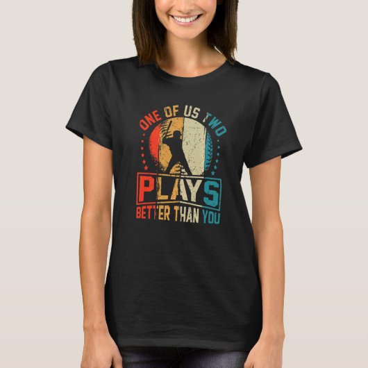 2人のうち1人は遊野球の冗談より良い Tシャツ (正面)