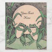 2人のおもしろいがリリー・パッド満月に緑のカエルを議論 ワインラベル (シングルラベル)