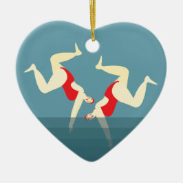 2人のおもしろい女性ワイルド泳ぐ人クリスマス セラミックオーナメント