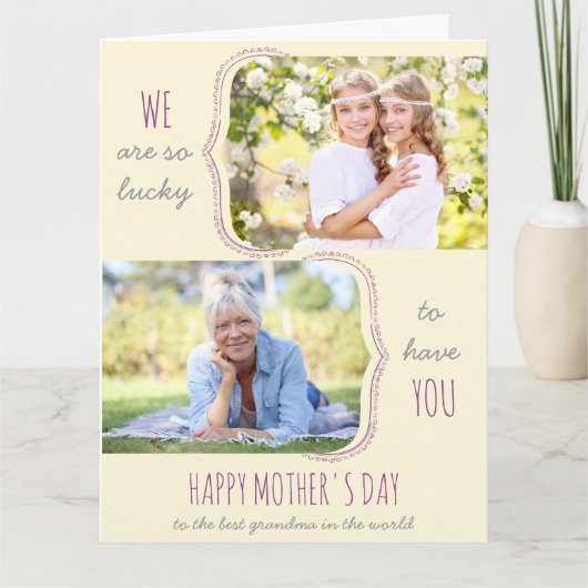 2人のお母さんの日を写真に撮ってくれて幸せ カード (正面)