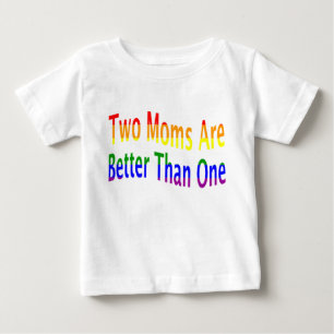2人のお母さんはよくします(虹) ベビーTシャツ